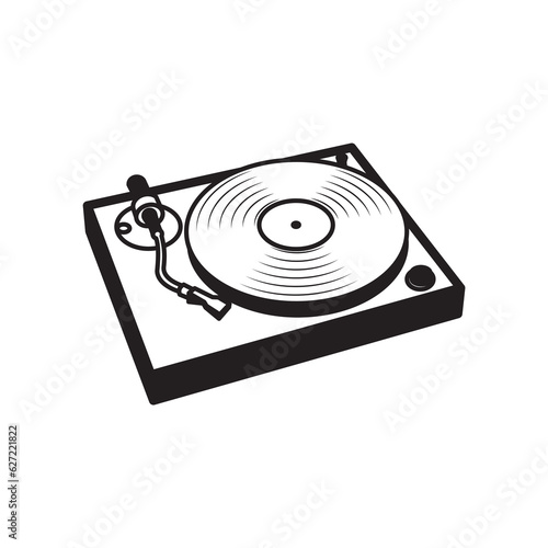 Modern Player for vinyl record. Vinyl Record player. Retro design. Vinyl record disc, turntables and record players. vector icon for web design isolated on white background