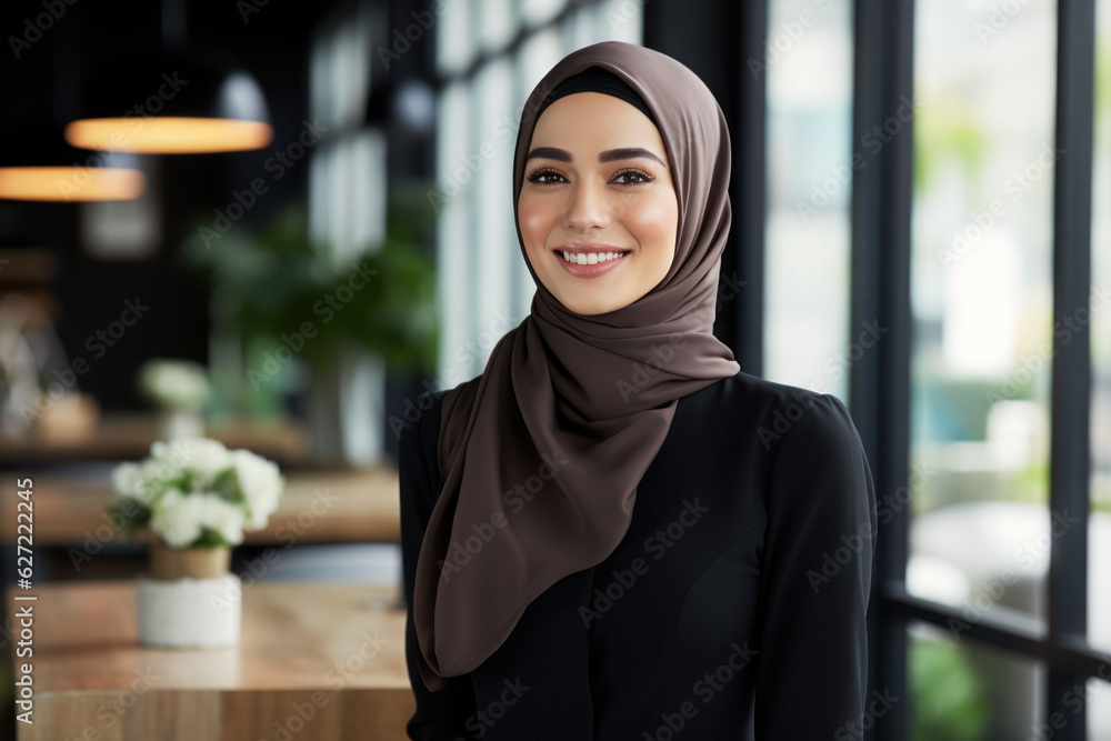 Portrait of smiling businesswoman in hijab