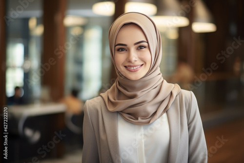 Portrait of smiling businesswoman in hijab
