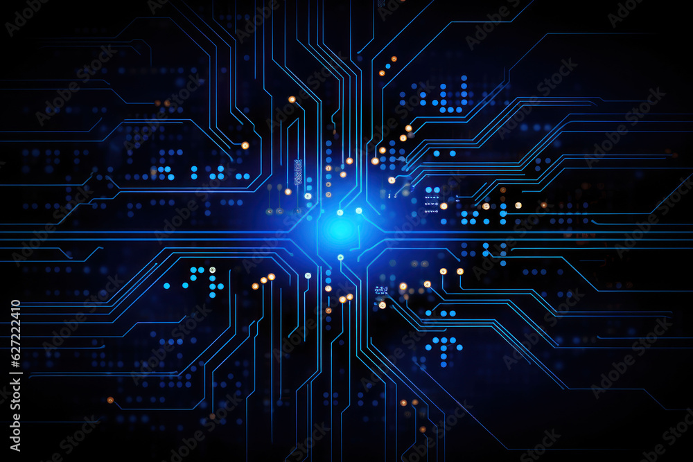 Obraz premium Abstract futuristic circuit board, Illustration high computer technology bright color background