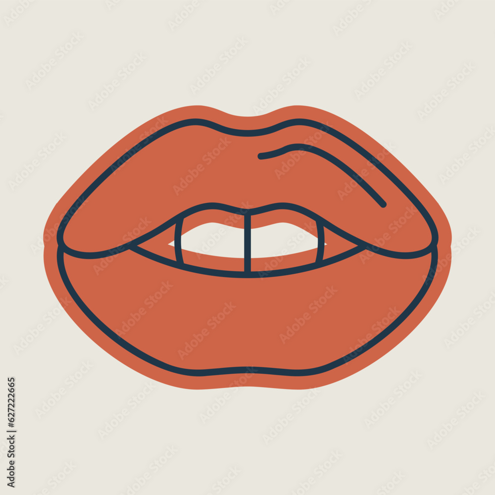 Woman lips icon. Female mouth shape with teeth Woman lips icon. Female mouth shape with teeth