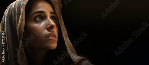Portrait of a beautiful young biblical woman with copy space photo