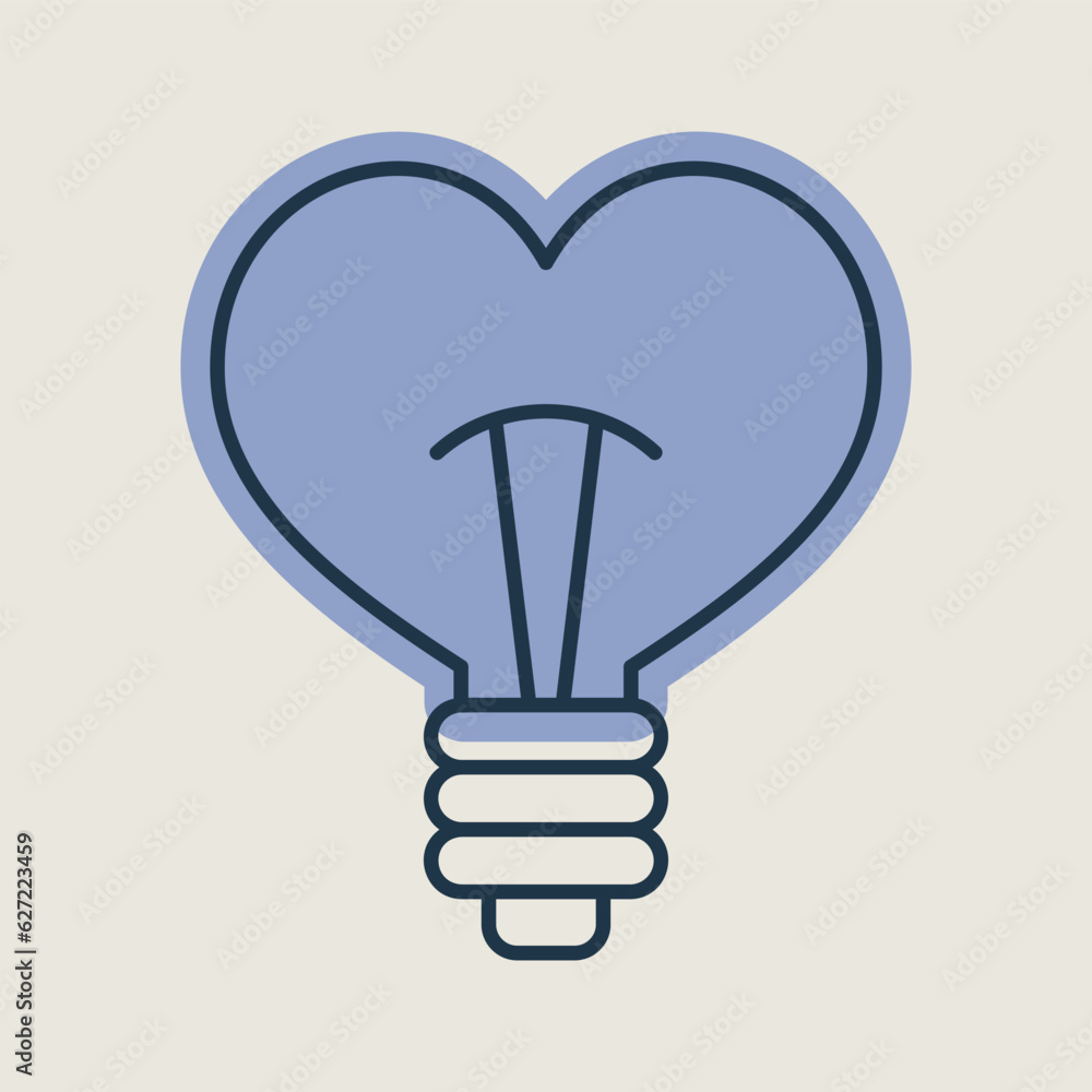 Heart shape in light bulb vector icon isolated Heart shape in light bulb vector icon isolated