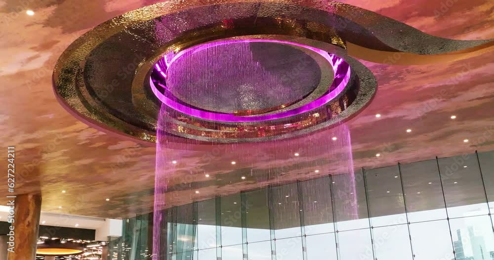 Ceiling fountain with different water shapes in ICONSIAM shopping mall ...