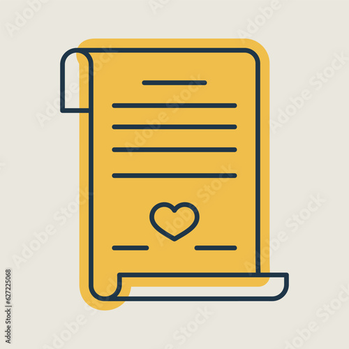 Marriage contract. Wedding certificate vector icon