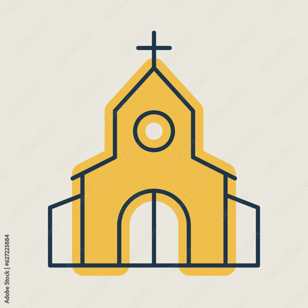 Church with cross isolated vector icon