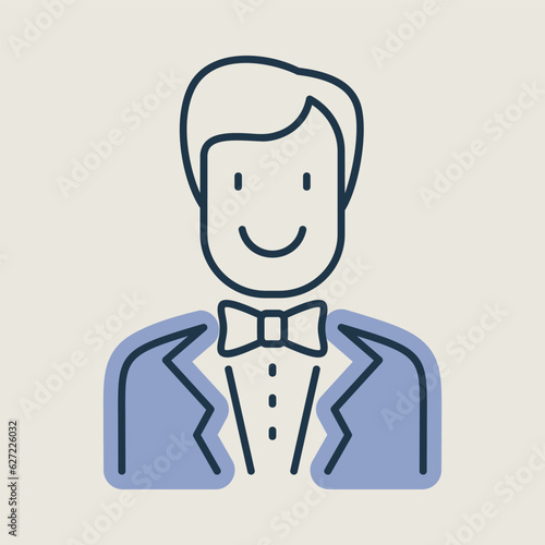 Groom, bridegroom, fiance man in costume icon