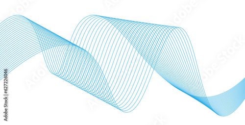 Creative line art Vector. Modern smooth wavy lines. Abstract Wave of many blue line background design.  Futuristic concept