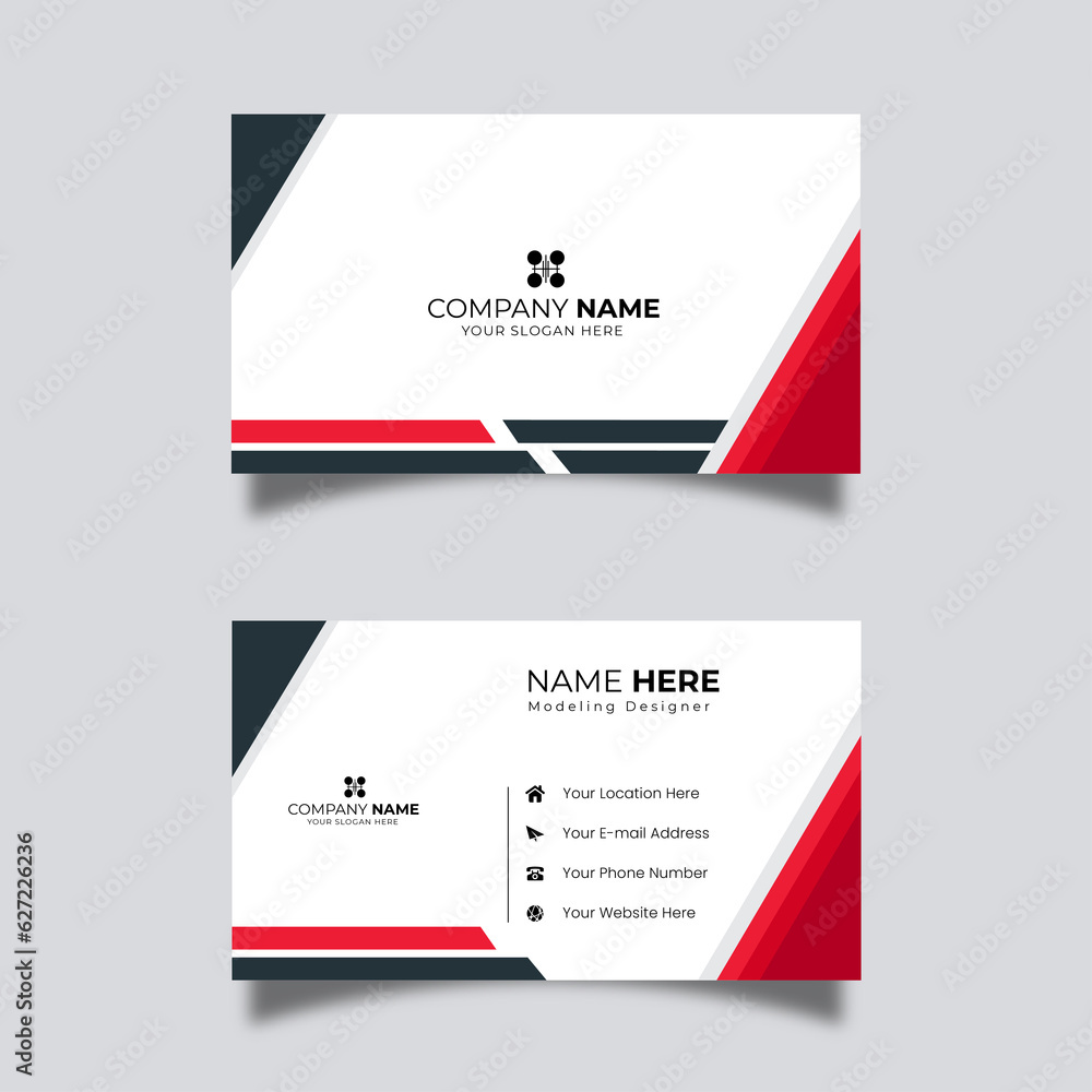 professional red and white business card vector
