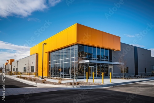 Foto Realistic render of large logistic business transport warehouse dock station