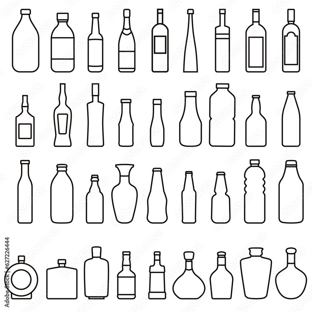 Bottle icon vector set. Bottle for water illustration sign collection. Bottle of alcohol symbol or logo. Bottle icon vector set. Bottle for water illustration sign collection. Bottle of alcohol symbol or logo.