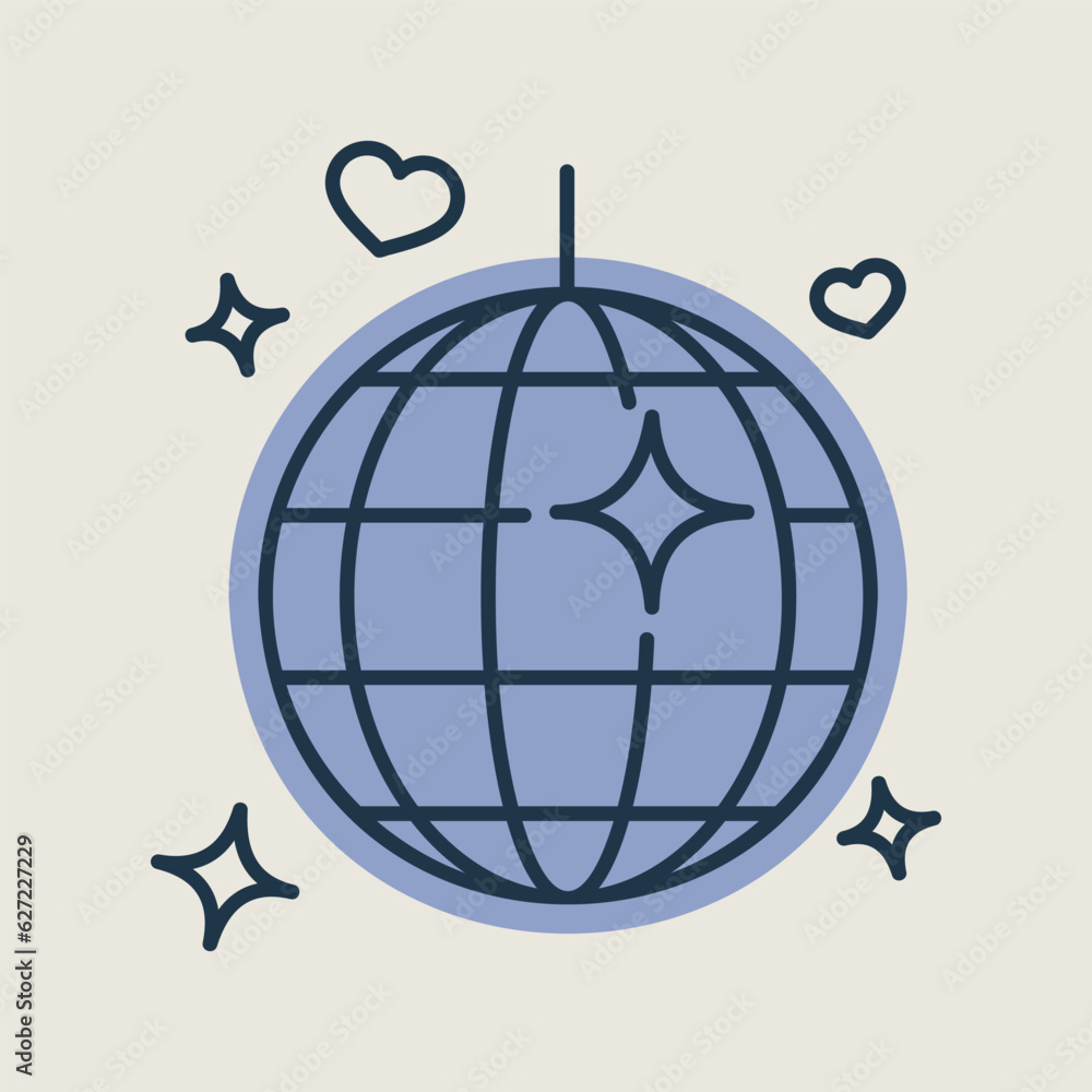 Disco ball, Party element isolated vector icon Disco ball, Party element isolated vector icon