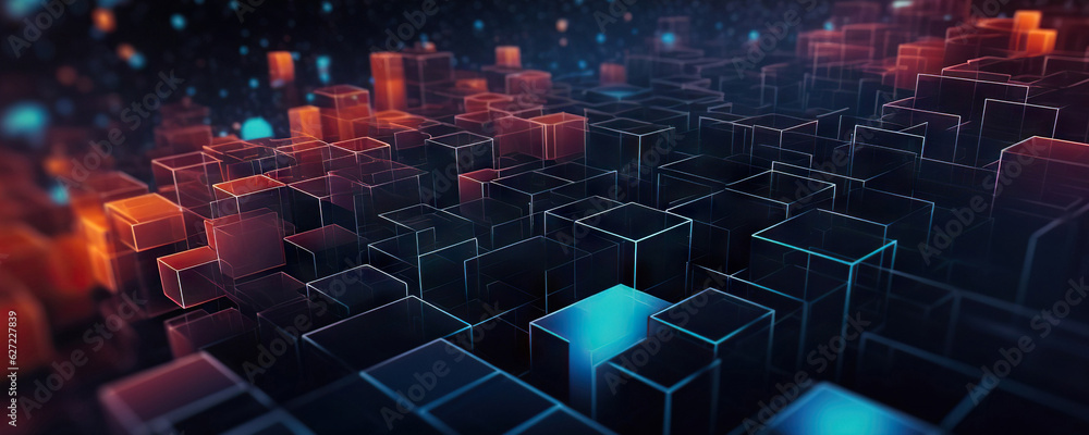 Obraz premium Abstract digital background. Data universe illustration. Ideal for depicting network abilities, technological processes, digital storages, science, education, etc.