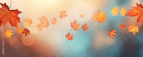 Flying fall maple leaves on autumn background