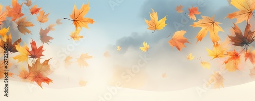 Flying fall maple leaves on autumn background