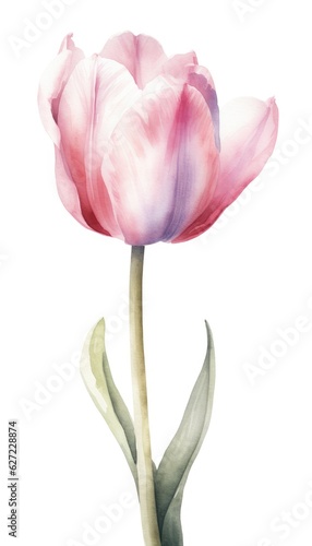 simple pink tulip watercolor isolated on white background