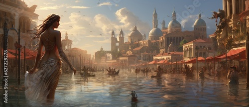 A bustling city built entirely on water