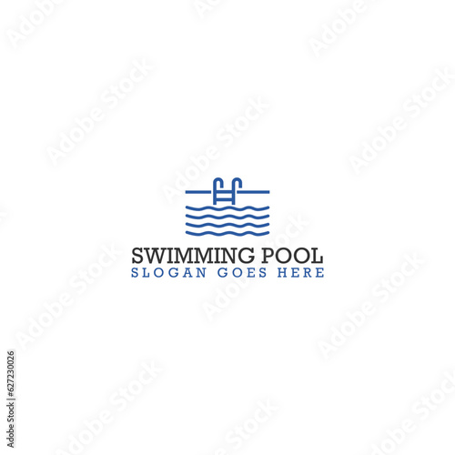 Swimming pool logo design template isolated on white background