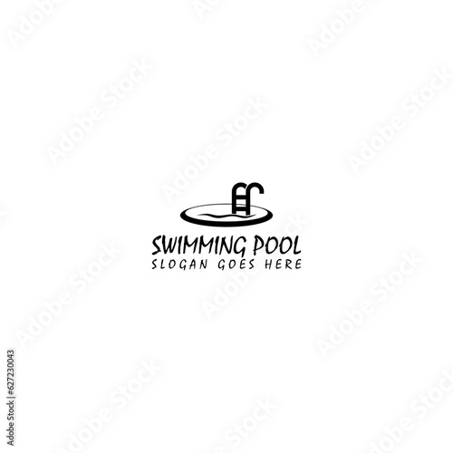 Swimming pool logo design template isolated on white background