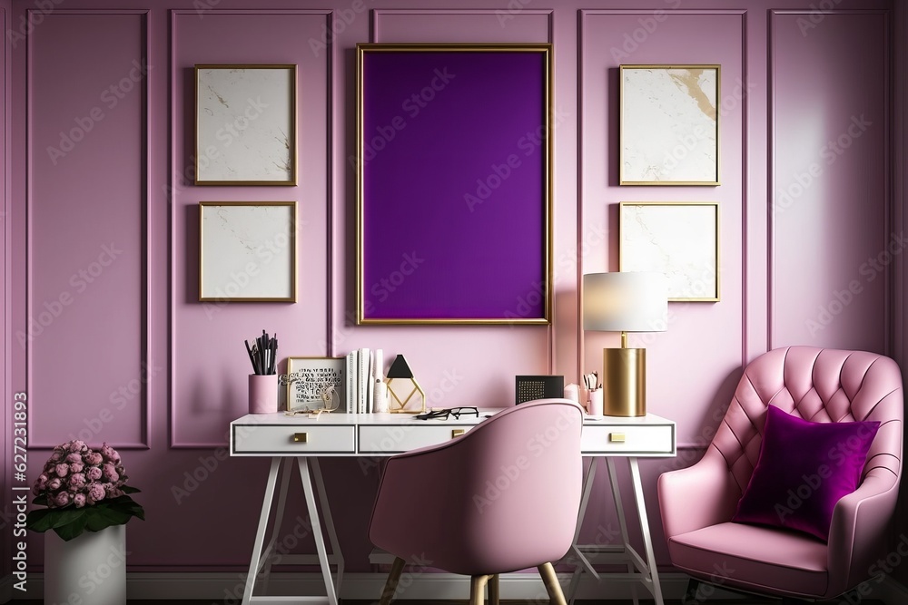 Pink Purple and White Home Office