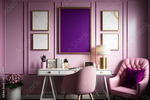 Pink Purple and White Home Office © zwbookworm