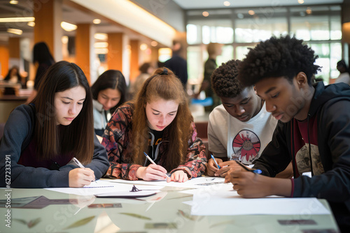 Diverse Group Of Students Engaged In Learning On Knowledge Day