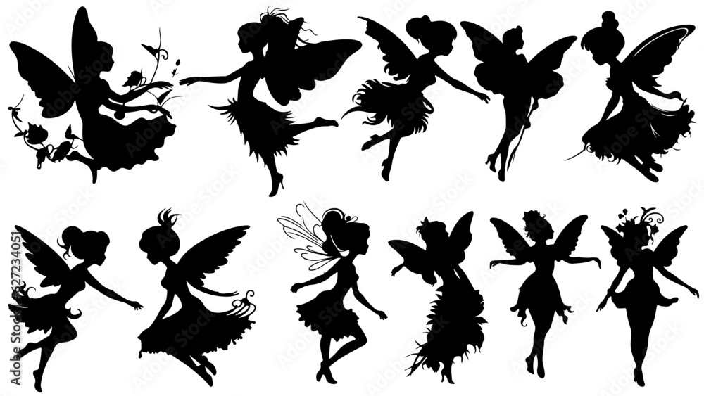 Fototapeta premium silhouettes of fairy multi positions 