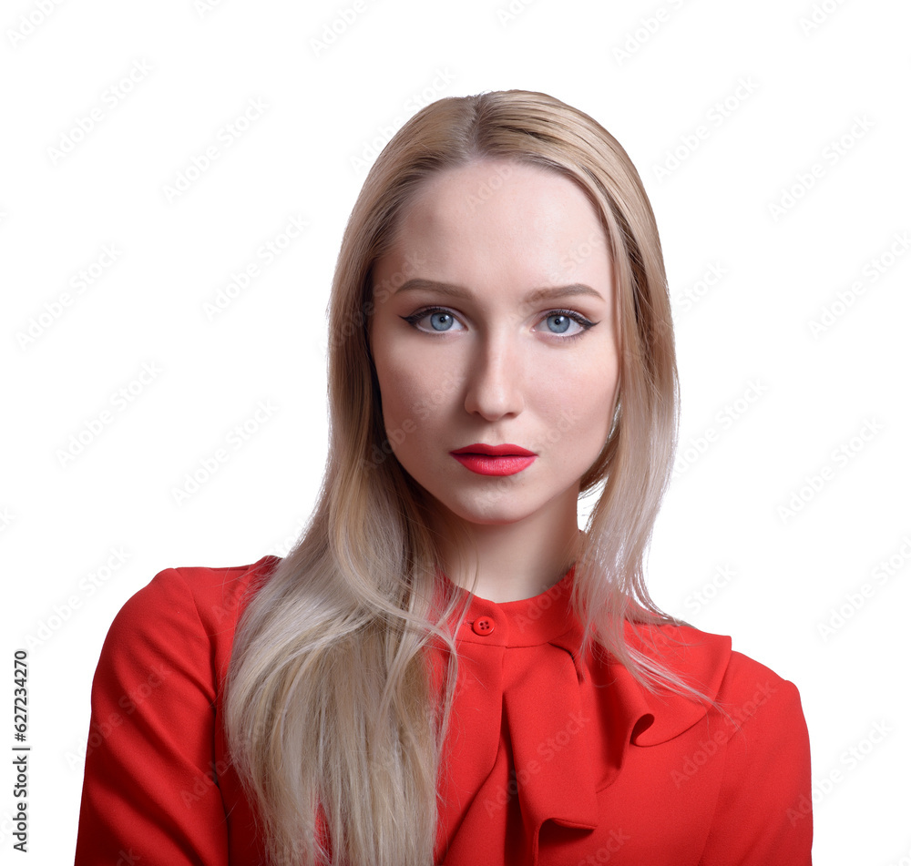 Portrait of beautiful young woman with blue eyes. Isolated on white. Portrait of beautiful young woman with blue eyes. Isolated on white.