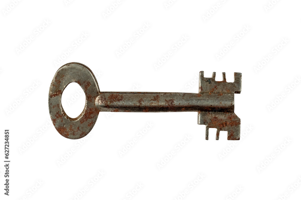 Old rusty key isolated on white background Old rusty key isolated on white background