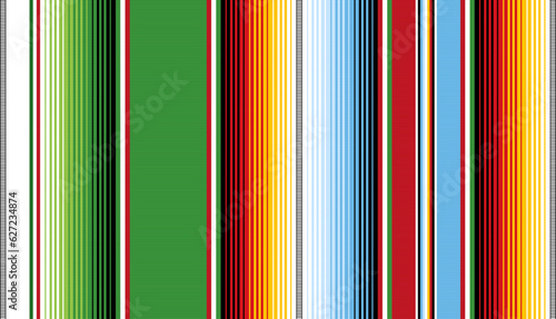 Blanket stripes seamless vector pattern. Background for Cinco de Mayo party decor or ethnic mexican fabric pattern with colorful stripes. Serape design.