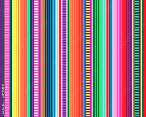 Blanket stripes seamless vector pattern. Background for Cinco de Mayo party decor or ethnic mexican fabric pattern with colorful stripes. Serape design.