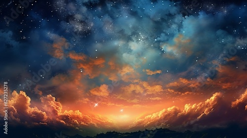 Stellar Blaze: A Blue-Orange Night - AI Generated © CommerceAI