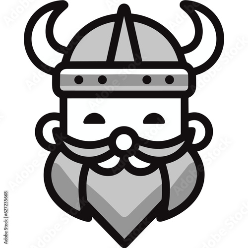 Viking head portrait with helmet horns and beard vector logo