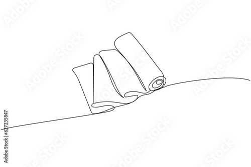 Cotton Gauze Bandage Roll, bandaging, sprain, medical supplies, equipment one line art. Continuous line drawing of medication, healthcare, clinical, disposable, tool, healthy, traumatology, trauma