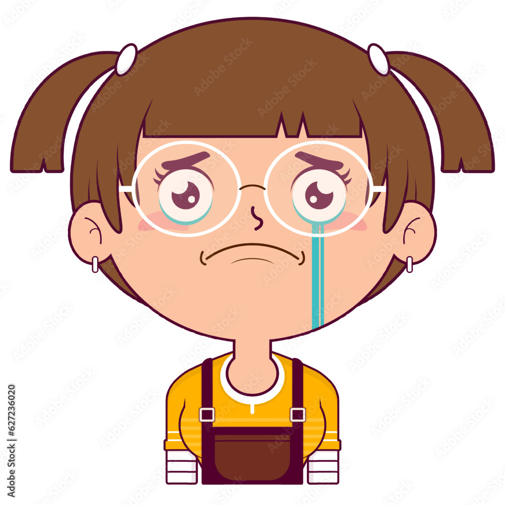 girl crying and scared face cartoon cute