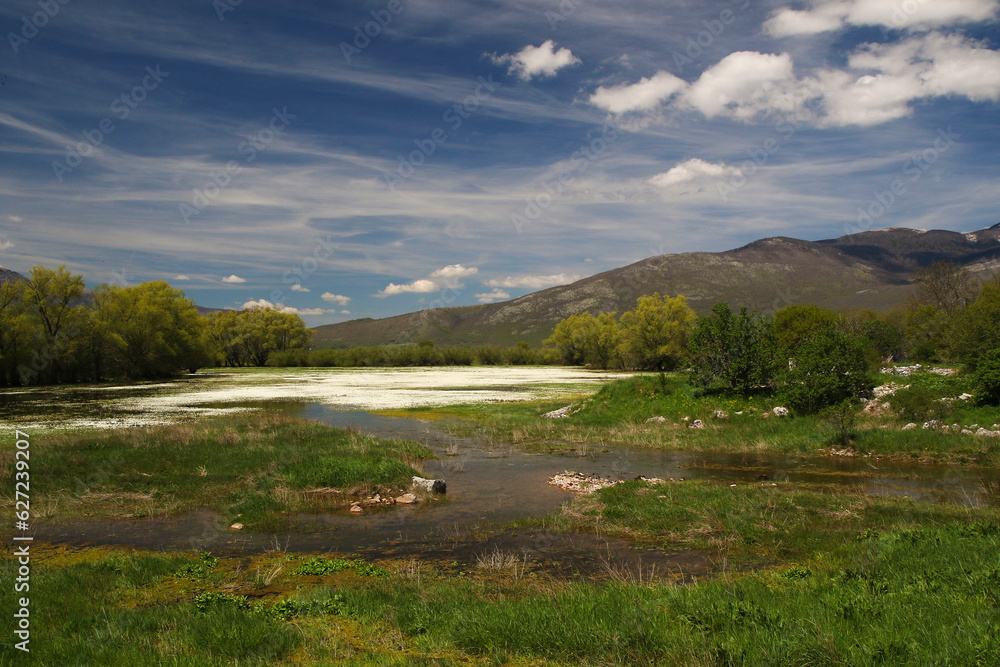 Obraz premium Spring landscape of the words largest flooded karst Livno polje in Bosnia and Herzegovina