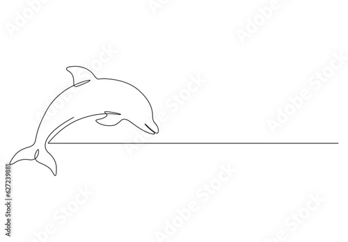  Dolphin logo design, abstract emblem with continuous one line drawing of dolphin in vector illustration. Premium vector.