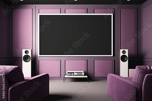 Pink Purple and White Home Theatre Room