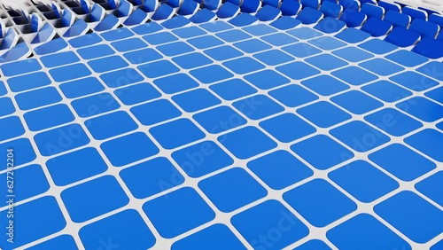 Flipping Panels Abstract Animation. Panels Effector in 3d. Solar Panel Animation. 3d Abstract Seamless loop.