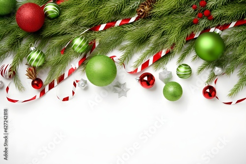 Green and red Christmas Flat lay mockup background, Product photography, The grinch, candy canes, presents, minimalistic