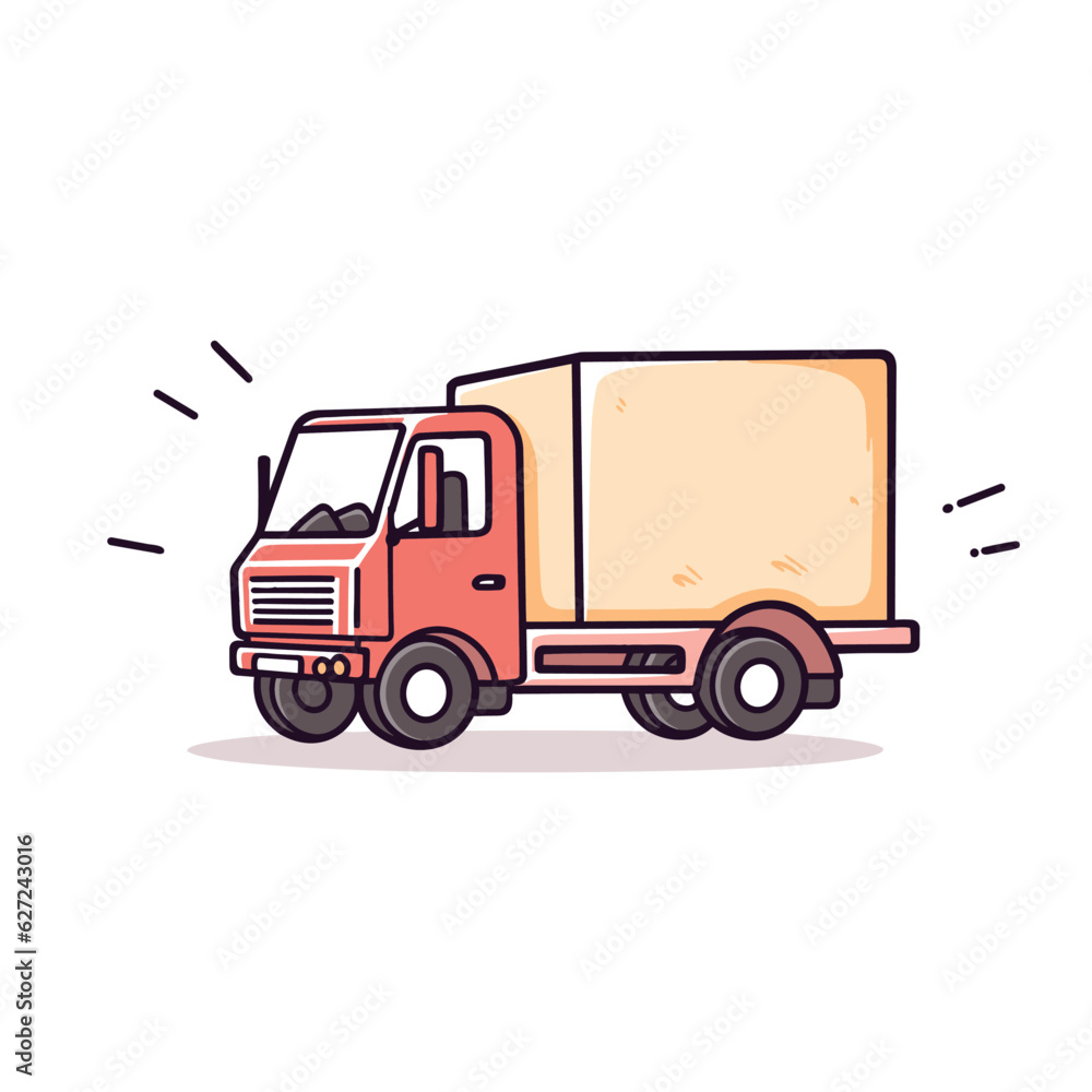 Lorry, Fast Delivery Service Transport Flat Style Vector Illustration Isolated on White Background, truck vector