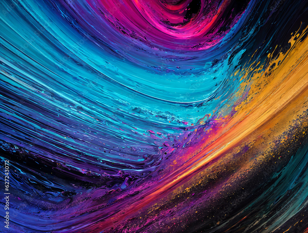 Fototapeta premium abstract background of multi-colored liquid paints and lines, 3d waves and lines .AI generated