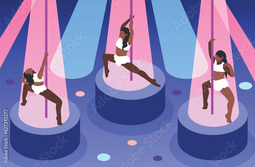 Pole Dancers Isometric Background