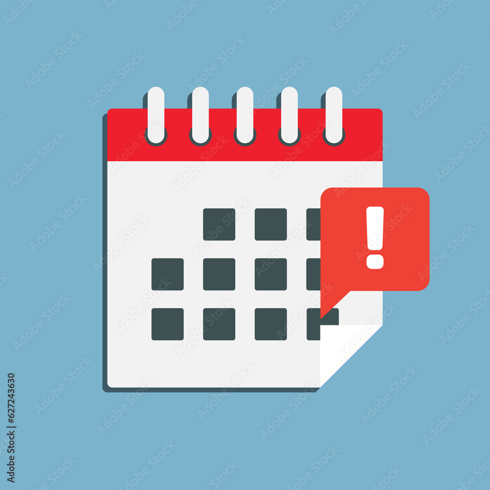 Icon calendar - popup message alert or error Icon calendar - popup message alert or error
