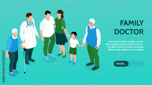 Family Doctor Isometric Banner