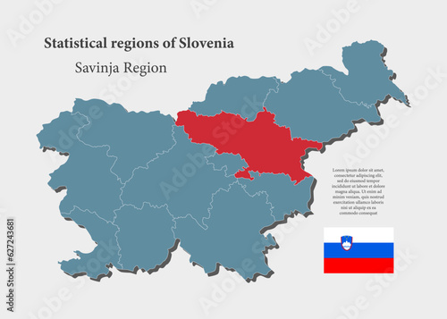Vector map Slovenia and region Savinja