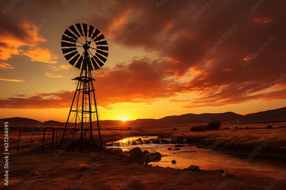 windmill on a ranch in arid texas