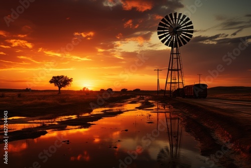 windmill on a ranch in arid texas photo