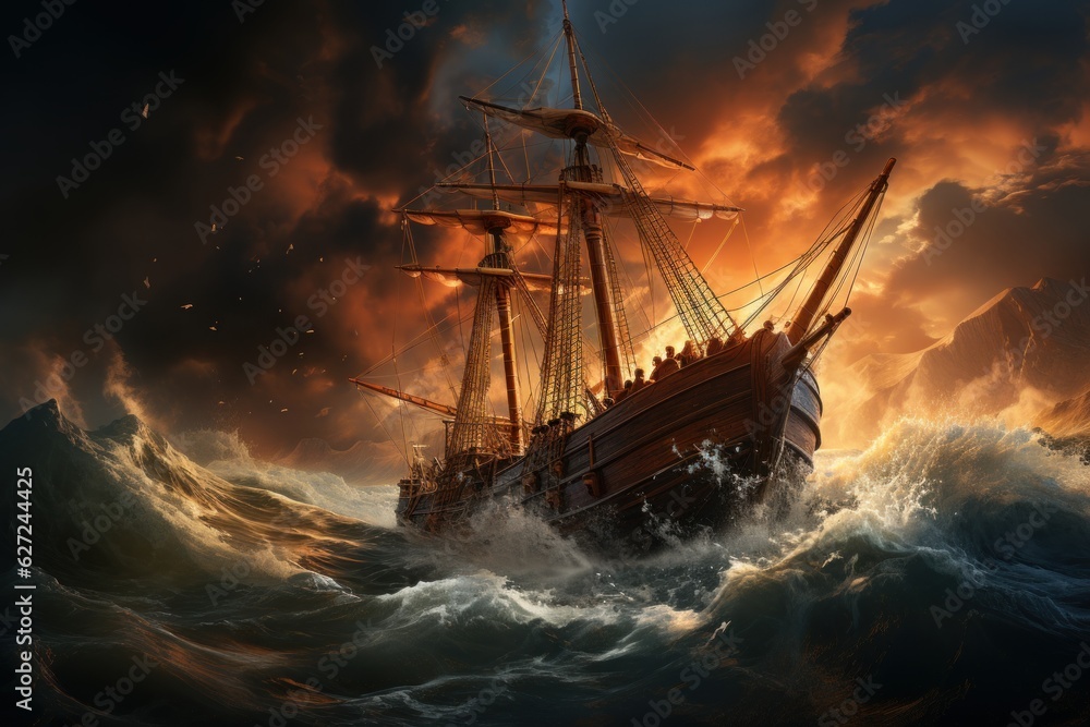 ship at sea in a terrifying and dramatic storm ship at sea in a terrifying and dramatic storm