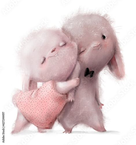 cute cartoon hares couple © cofeee